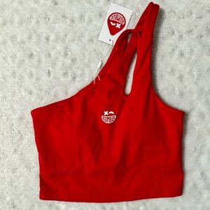 NWT- RUMBLE Boxing One Shoulder Red Jab Sports Bra